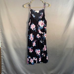 Large Pink Rose mock wrap summer dress. Never been worn.
